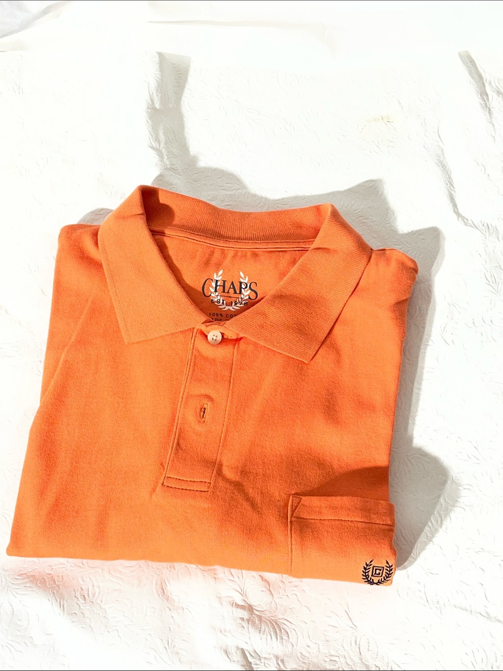 Chaps Men's Bright Orange Polo Shirt